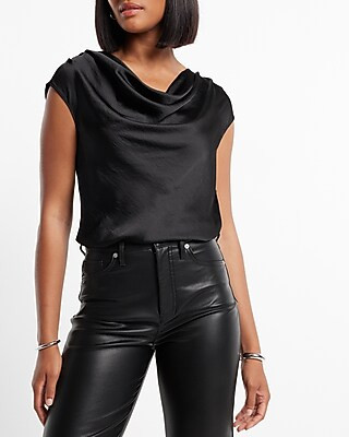 Satin Cowl Neck Gramercy Thong Bodysuit | Express