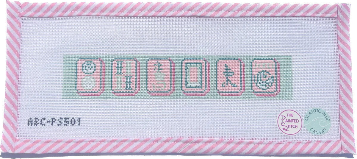 Mahjong Tiles - Key Fob - Pink | Greystone Needlepoint
