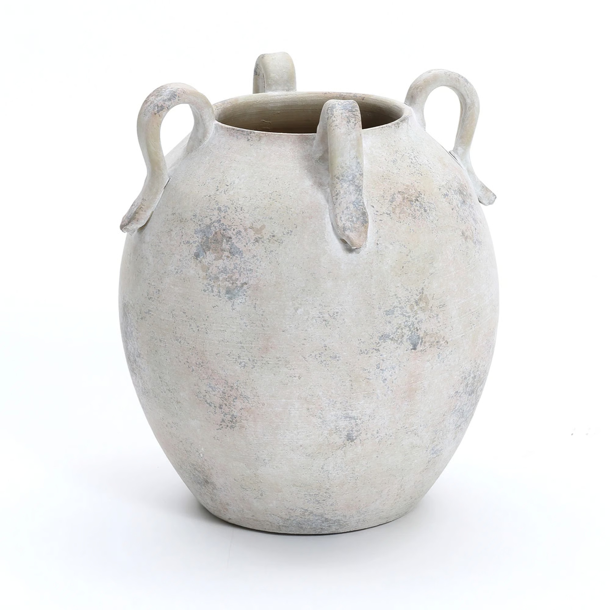 Atoka Vintage Mutli-Color Gray and White Terracotta 11-Inch Round Amphora Vase with Handles | Wayfair North America