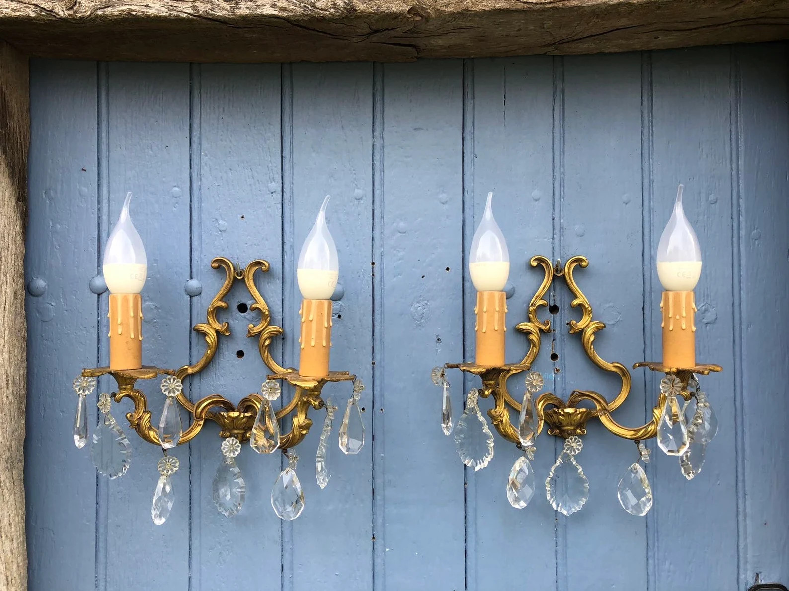 French Louis XV Style Pair of Twin Light Wall Sconces Lights Fittings in Gilded Bronze/brass Mix ... | Etsy (US)