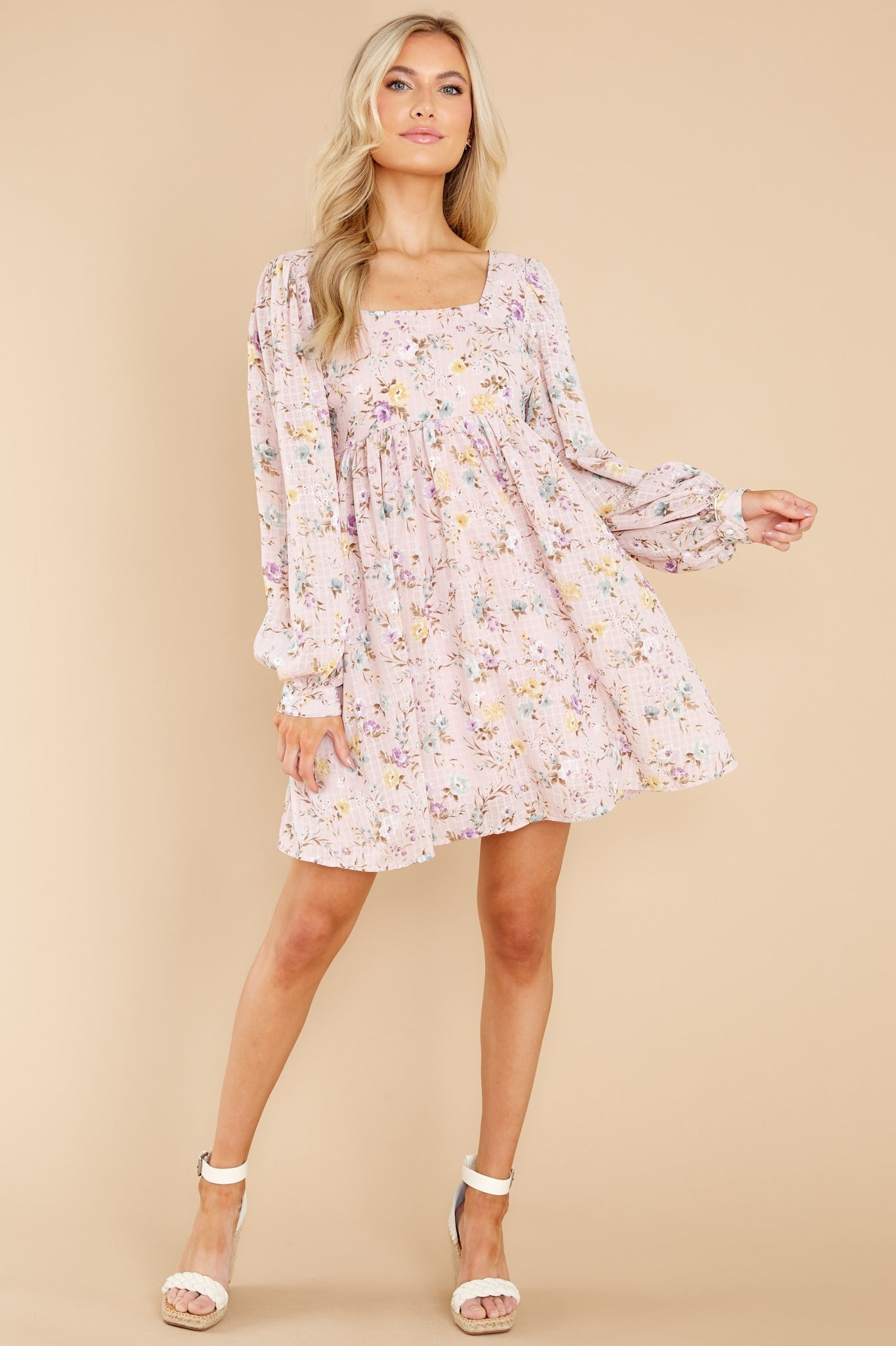 Let It Grow Blush Pink Floral Print Dress | Red Dress 