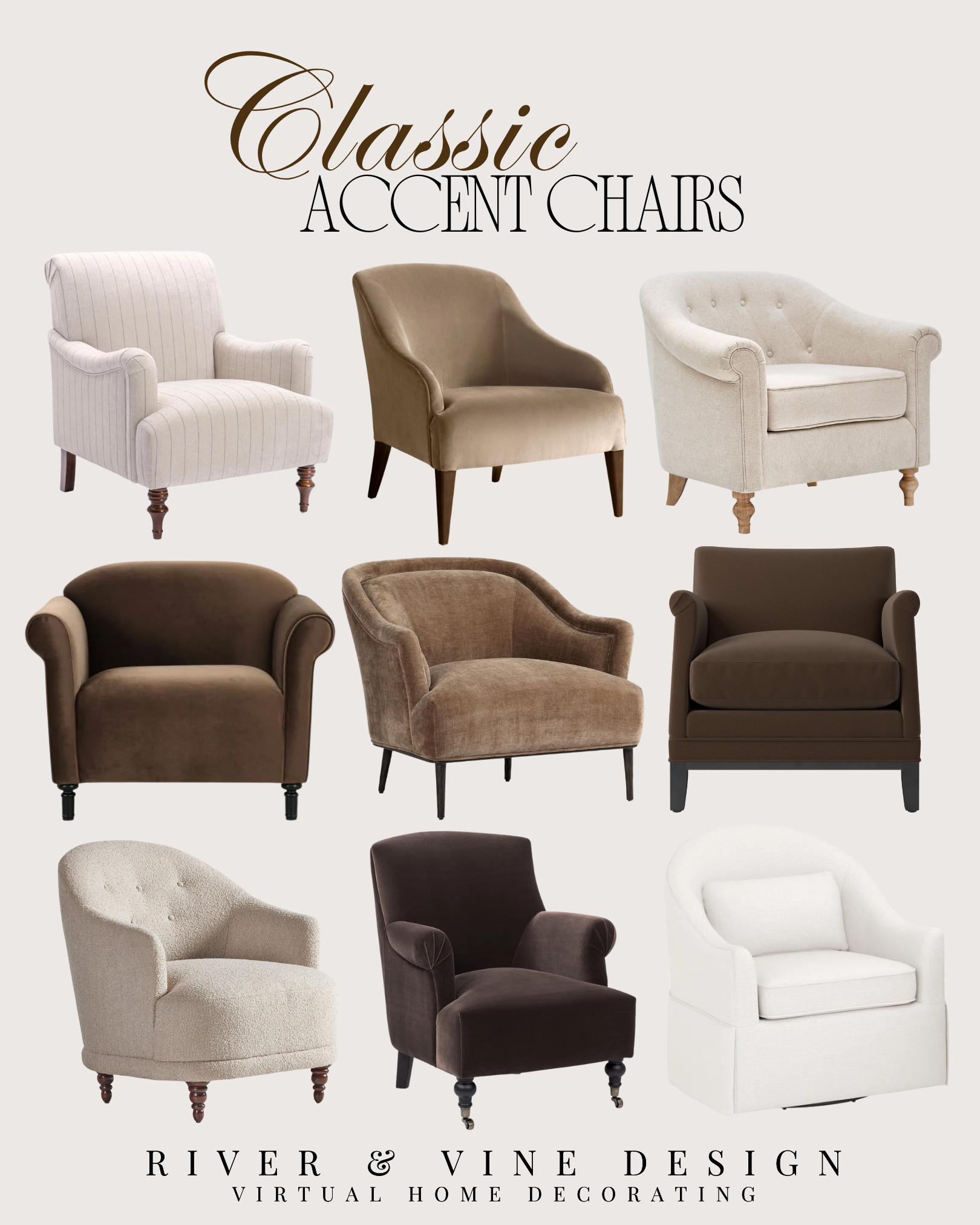Classic accent chairs that feel elevated without being too trendy. I love pieces like these because they can make an empty corner, bedroom, entryway, or living room feel instantly more finished — especially when the shape, fabric, and scale add a little character.

A good accent chair is one of those pieces that works hard: extra seating, visual balance, texture, and that collected designer feel all in one.

I may receive a commission when you shop through my links. 

 #LTKHome