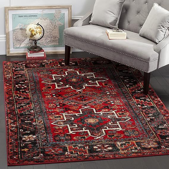 SAFAVIEH Vintage Hamadan Collection Area Rug - 5'3" x 7'6", Red & Multi, Oriental Traditional Per... | Amazon (US)