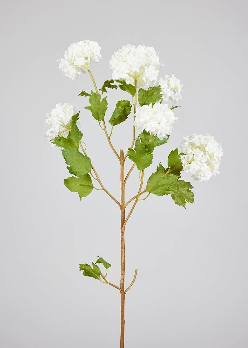 Faux Snowball Flower in Crisp White - 43.5" | Afloral