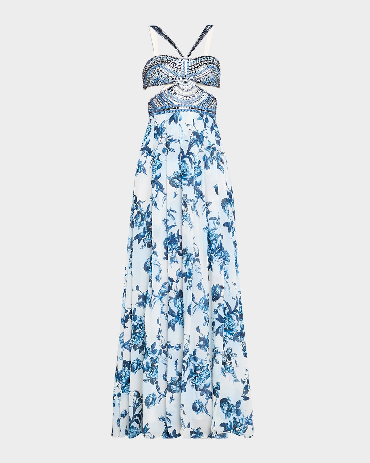 Painterly Floral Annistyn Embellished Gown | Neiman Marcus