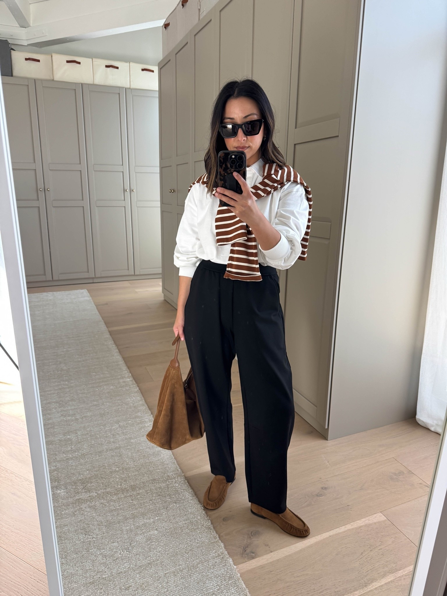 Washable, petite and regular length options, flat front seam, slight arch on the leg. These are. great work option. Very very comfy! 

Tuckernuck polo medium
Eileen Fisher pants size pp
Vince loafers 5
Liffner bag old
Tucker bucket stripe tee xs
YSL sunglasses 
Electric Picks earrings
Dorsey James necklace 15”

#LTKPetite #LTKWorkwear #LTKOver40