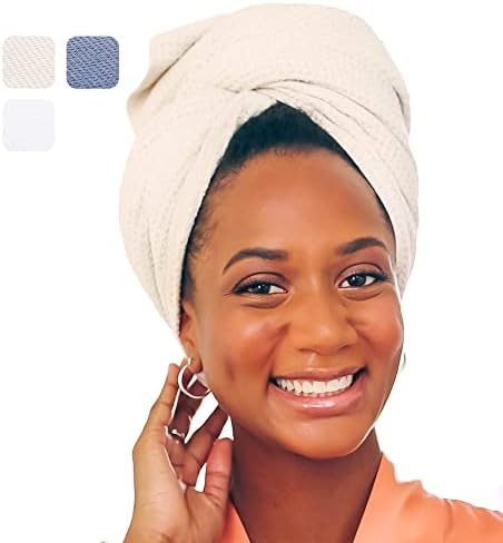 AQUIS Waffle Microfiber Hair Towel, Water-Wicking, Ultra Absorbent & 50% Faster Drying, for All T... | Amazon (US)