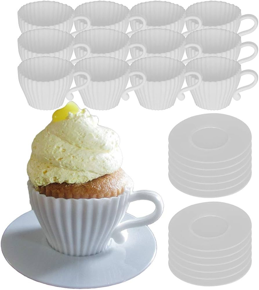 Evelots Baking Cupcake Molds - Silicone Teacup Set - 24 Pc Set - Oven-Safe - Nonstick - Muffin Cu... | Amazon (US)