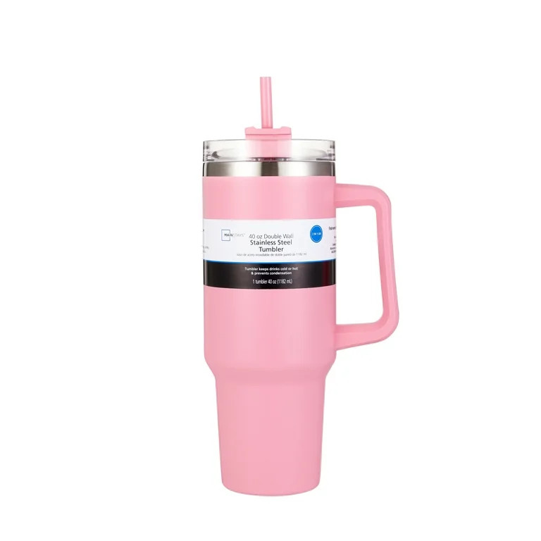 Mainstays 40 oz Tumbler Pink Stainless Steel Double Wall | Walmart (US)