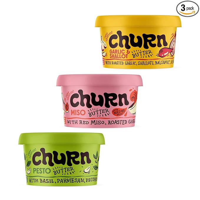 Churn Flavored Butter Grill Variety Pack Churned with Organic Grass Fed Butter (5.5oz, Pack of 3)... | Amazon (US)