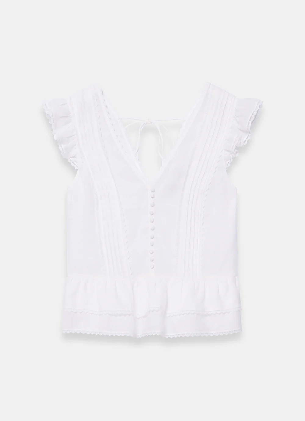 White Ramie Ruffle Detail Blouse | Mint Velvet - US