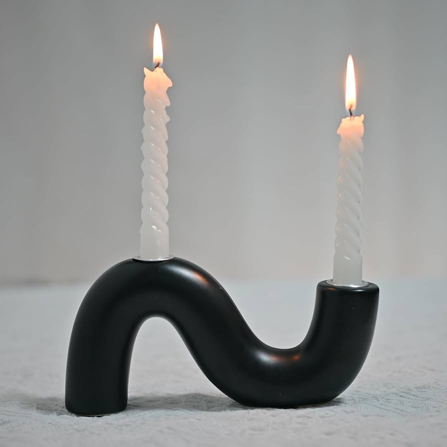Ceramic Candle Holder, Modern Taper Candlestick Holder for Dining Table, Living Room Coffee Table... | Amazon (US)