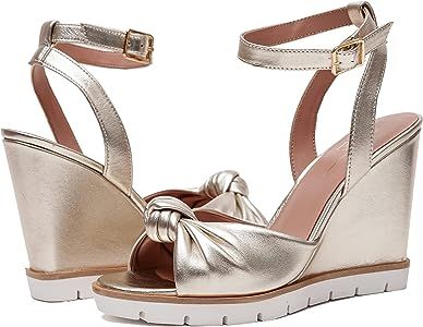 Linea Paolo - ELIANA - Womens Glam Twisted Bow Leather High Heel Wedge Sandals | Amazon (US)