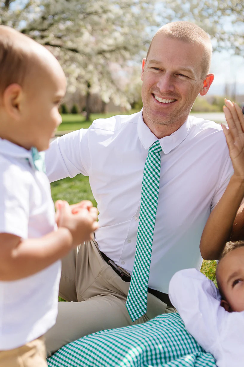Mens Max Tie in Green Gingham | Ivy City Co