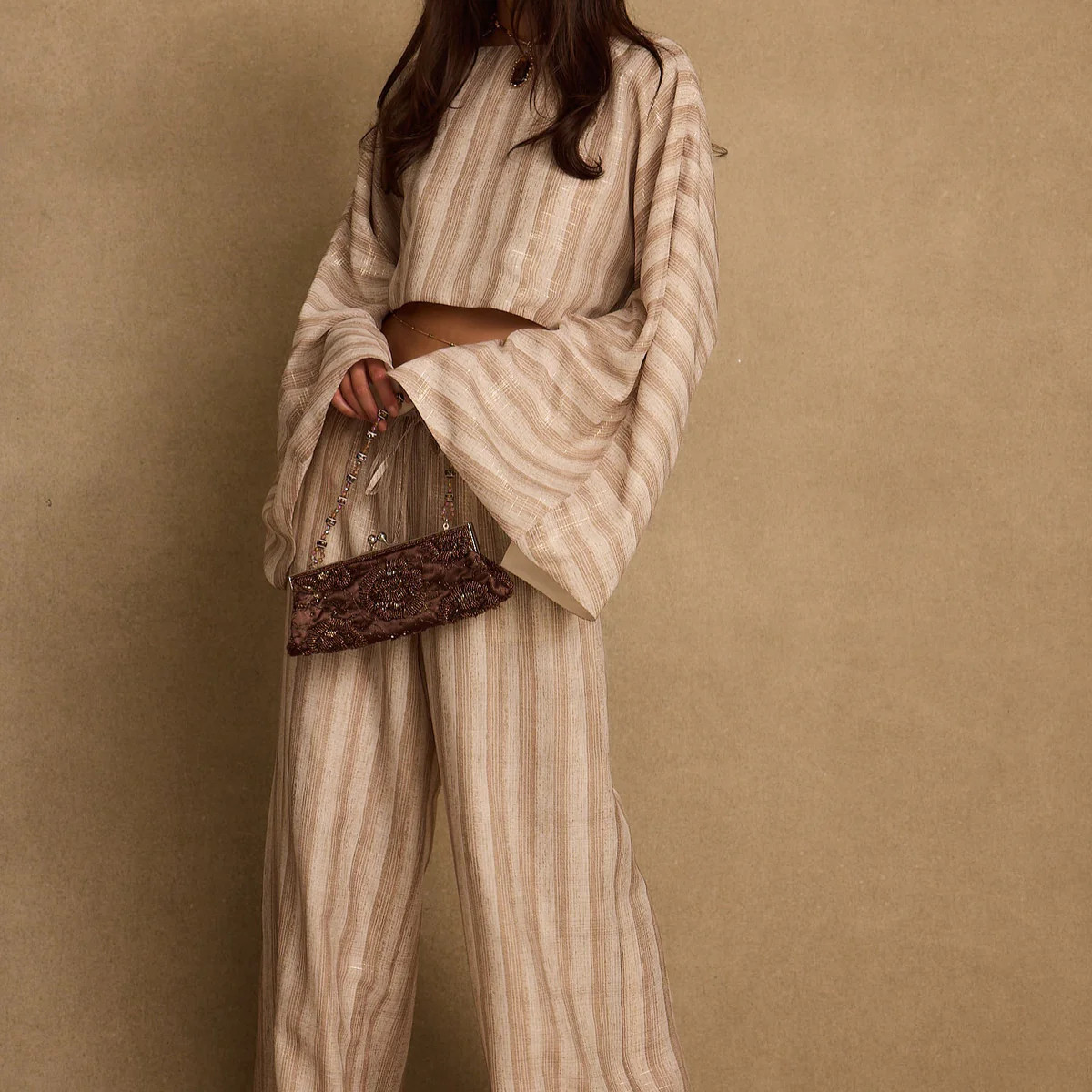 Clear Breeze Striped Chiffon Pants | 12th Tribe