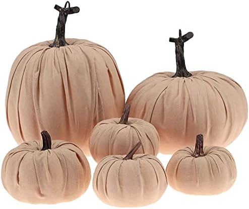 Amazon.com: Kepfire 6 Pcs Fall Autumn Harvest Artificial Pumpkin Decoration Fake Handmade Linen F... | Amazon (US)