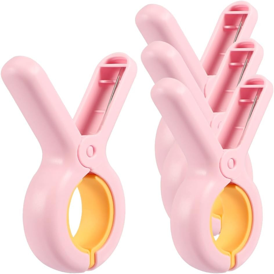 Beach Chairs Clips, Pink 4 PCS Beach Towel Clips for Cruise/Pool Chairs, Cloth Pins Quilt Drying ... | Amazon (US)