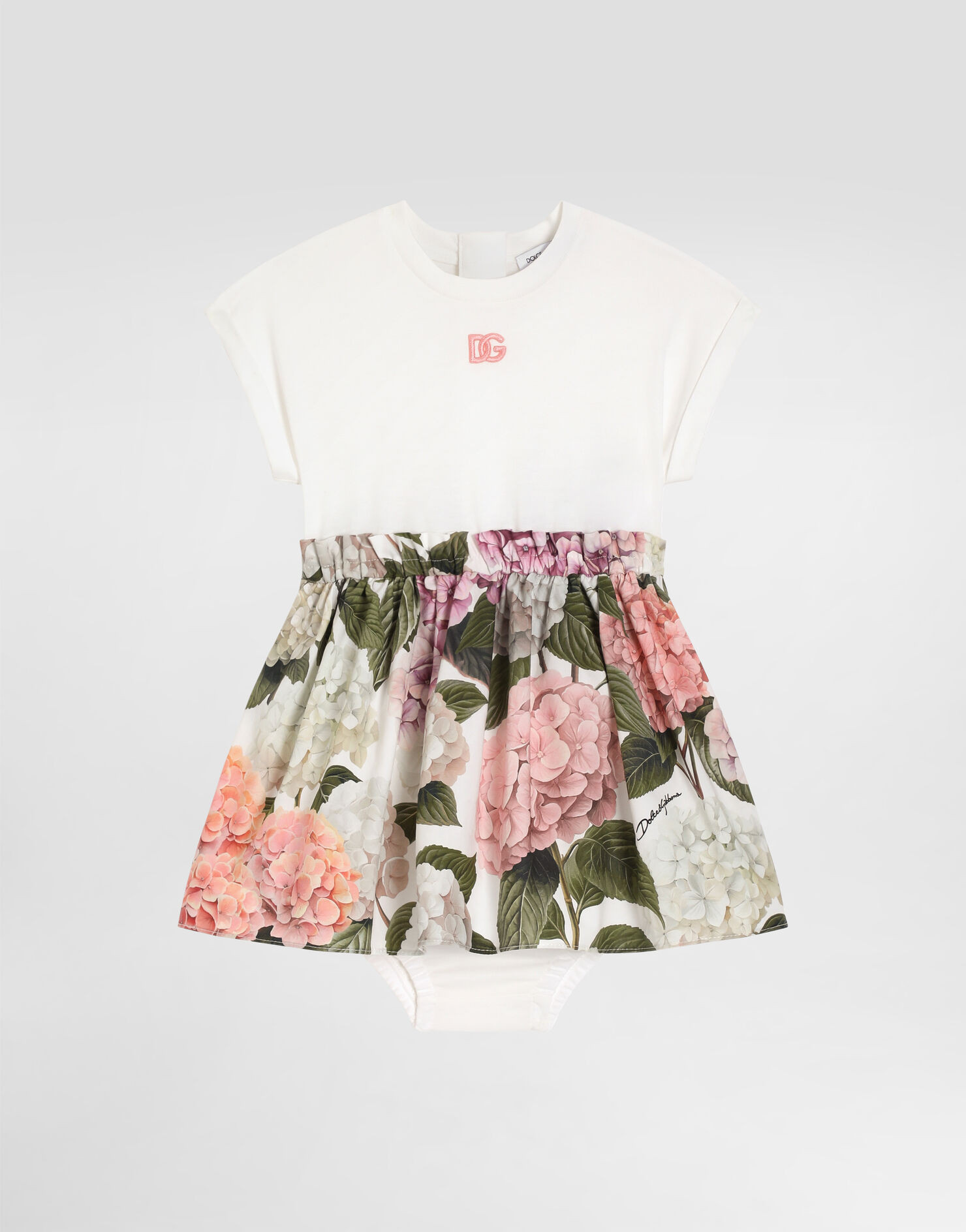 Hydrangea-print jersey and poplin dress | Dolce & Gabbana US