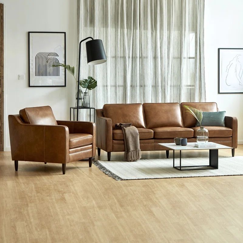 Ashtabula Genuine Leather Square Arm Sofa | Wayfair North America
