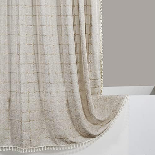 Amazon.com: YoKii Boho Farmhouse Shower Curtain in Tan, Wrinkle Free & Ultra Thick Cotton Linen R... | Amazon (US)