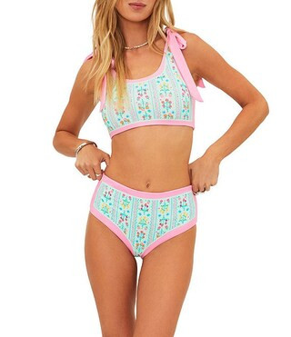 Beach Riot Francis Fruit Blooms Print Tie Shoulder Scoop Swim Top & High Waisted Swim Bottom | Di... | Dillard's
