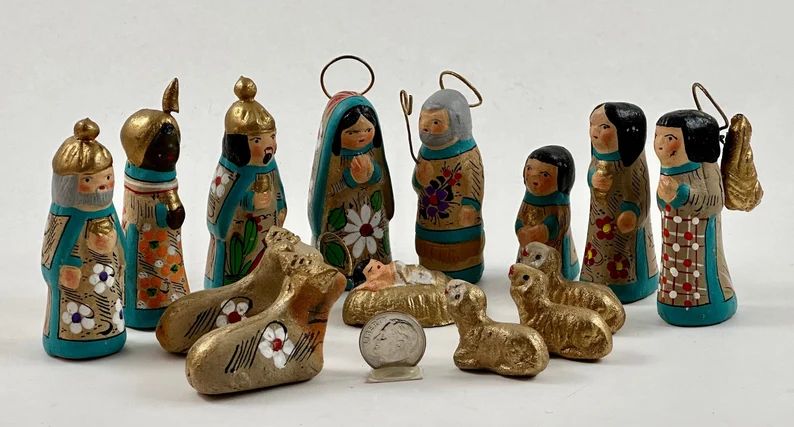 Vintage 1970s Miniature Mexican Hand Painted Folk Art Clay - Etsy | Etsy (US)