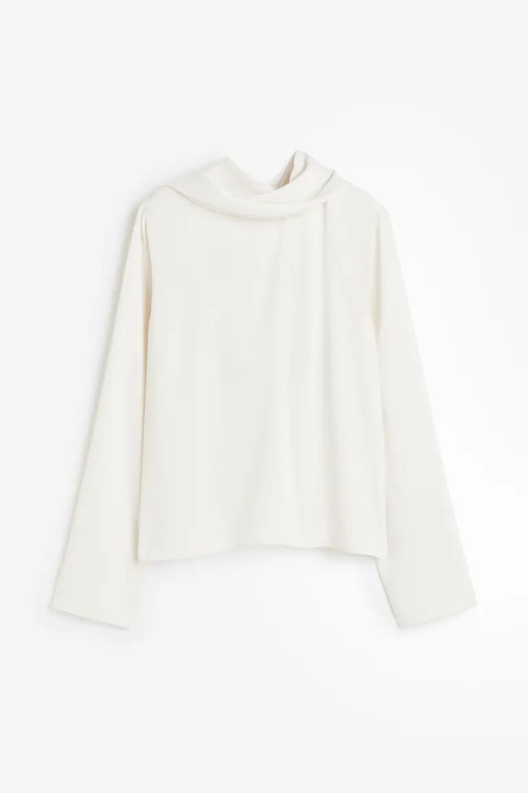 Blouse with Low-cut Back - White - Ladies | H&M US | H&M (US + CA)
