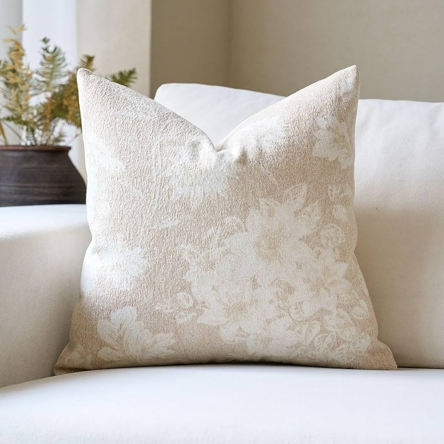 DOMVITUS Vintage Floral Pillow Covers 20x20 for Couch Cream White 1PC | Amazon (US)