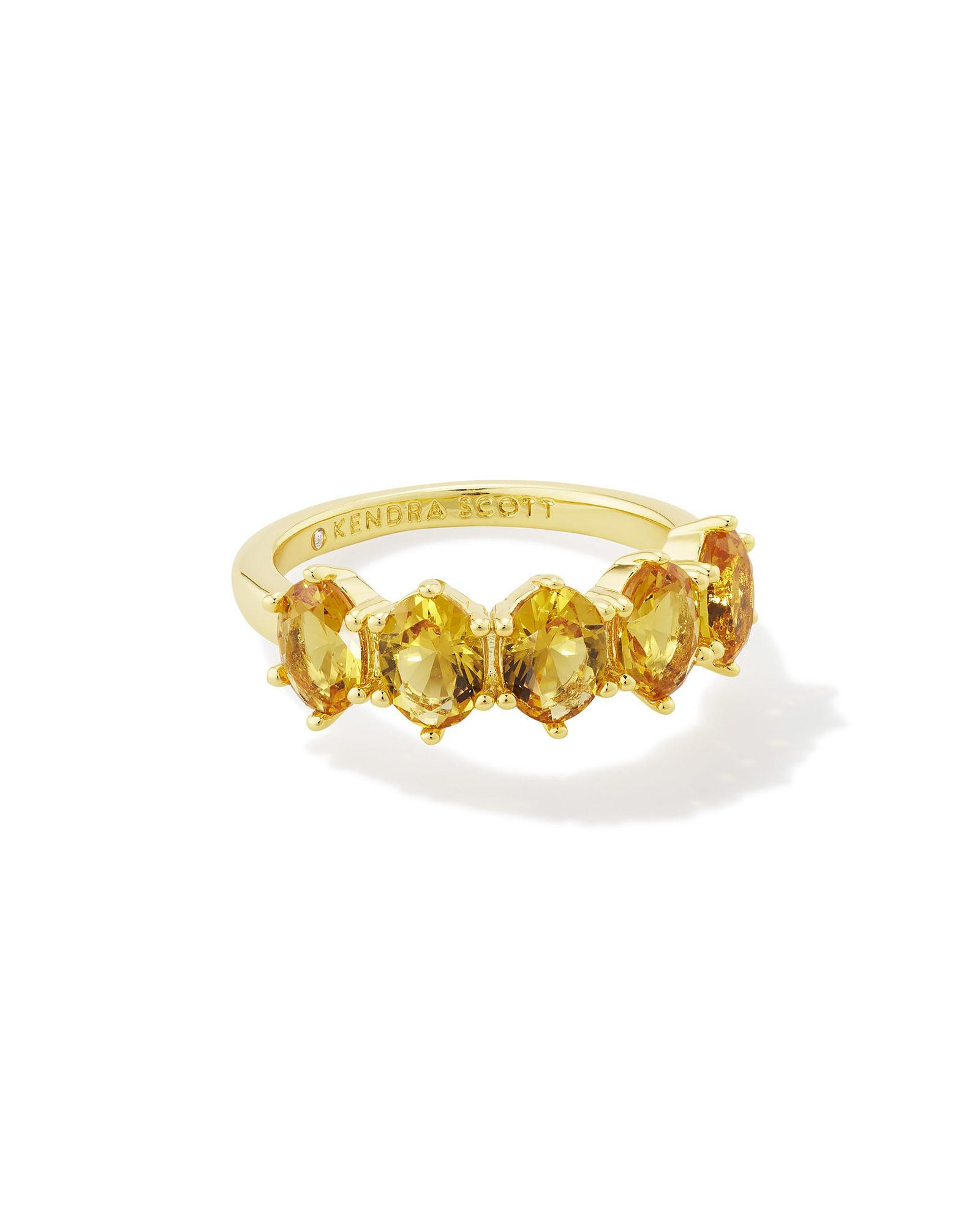 Kendra Scott Cailin Gold Band Ring in Golden Yellow | Crystal | Size 12 | Kendra Scott