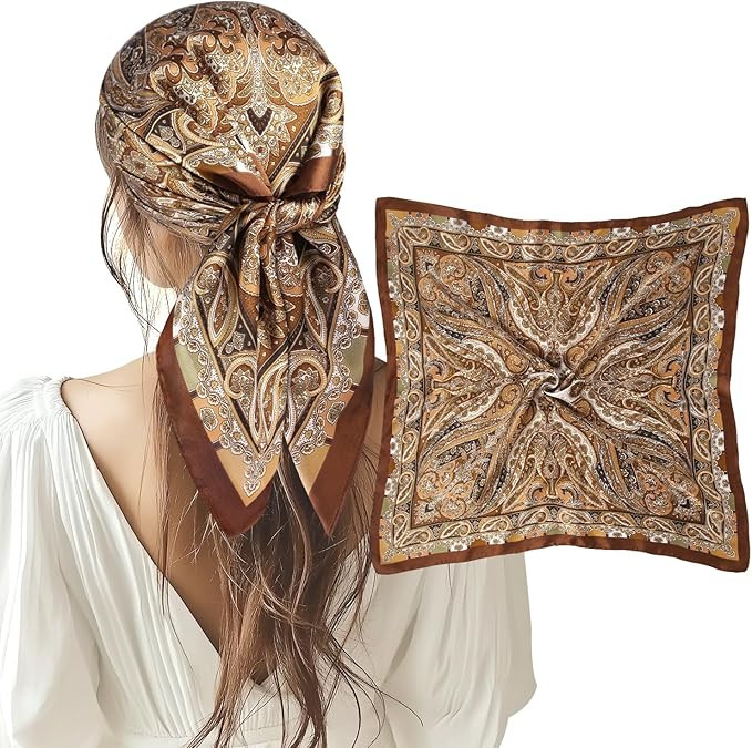 1 Pcs 27.5 Inches Satin Head Scarf Silk Like Hair Scarf Stain Bandana Hair Wrap Neck Scarf for Wo... | Amazon (US)