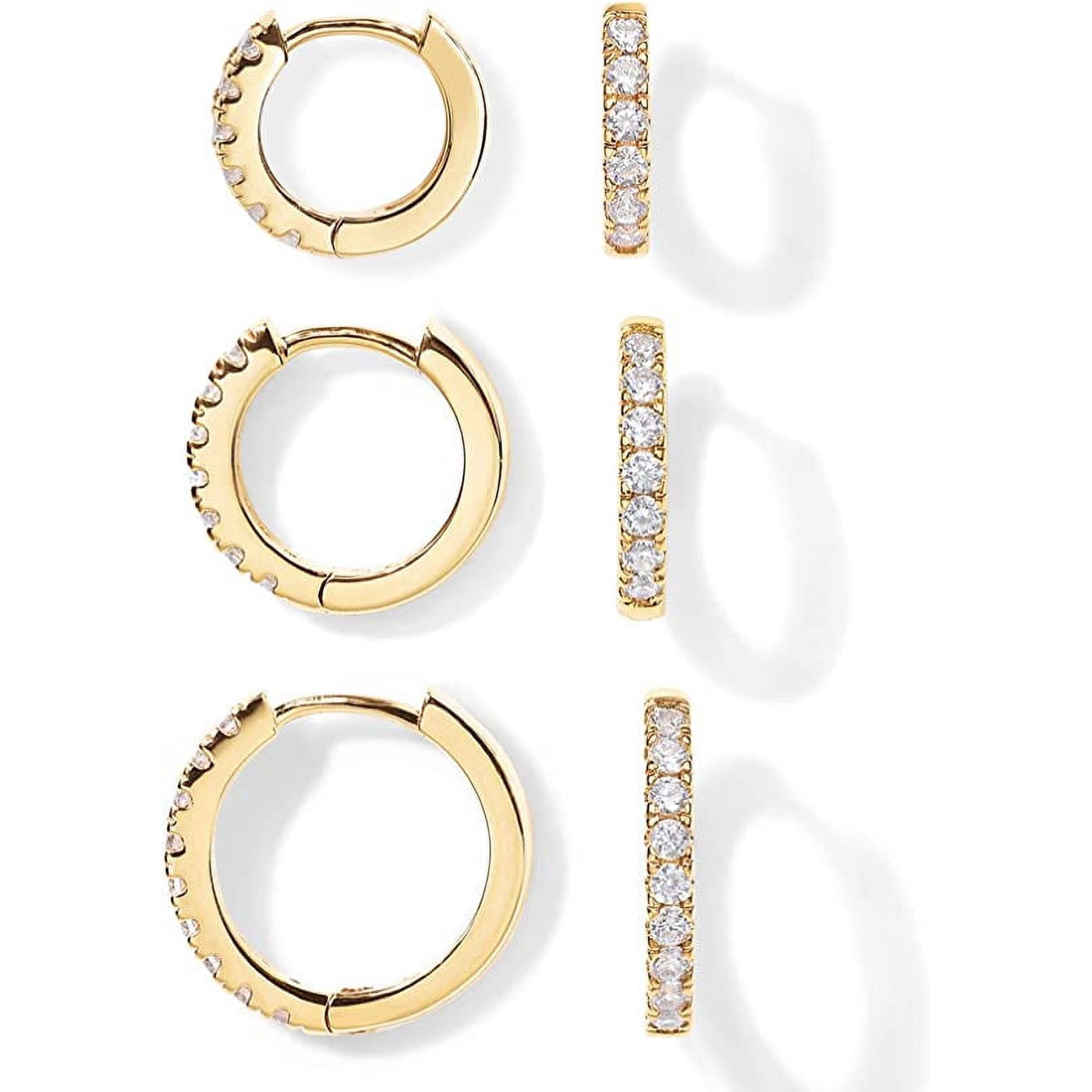 Pavoi Small Hoop Earrings Set, 3 Pack, 18K Yellow Gold | Walmart (US)
