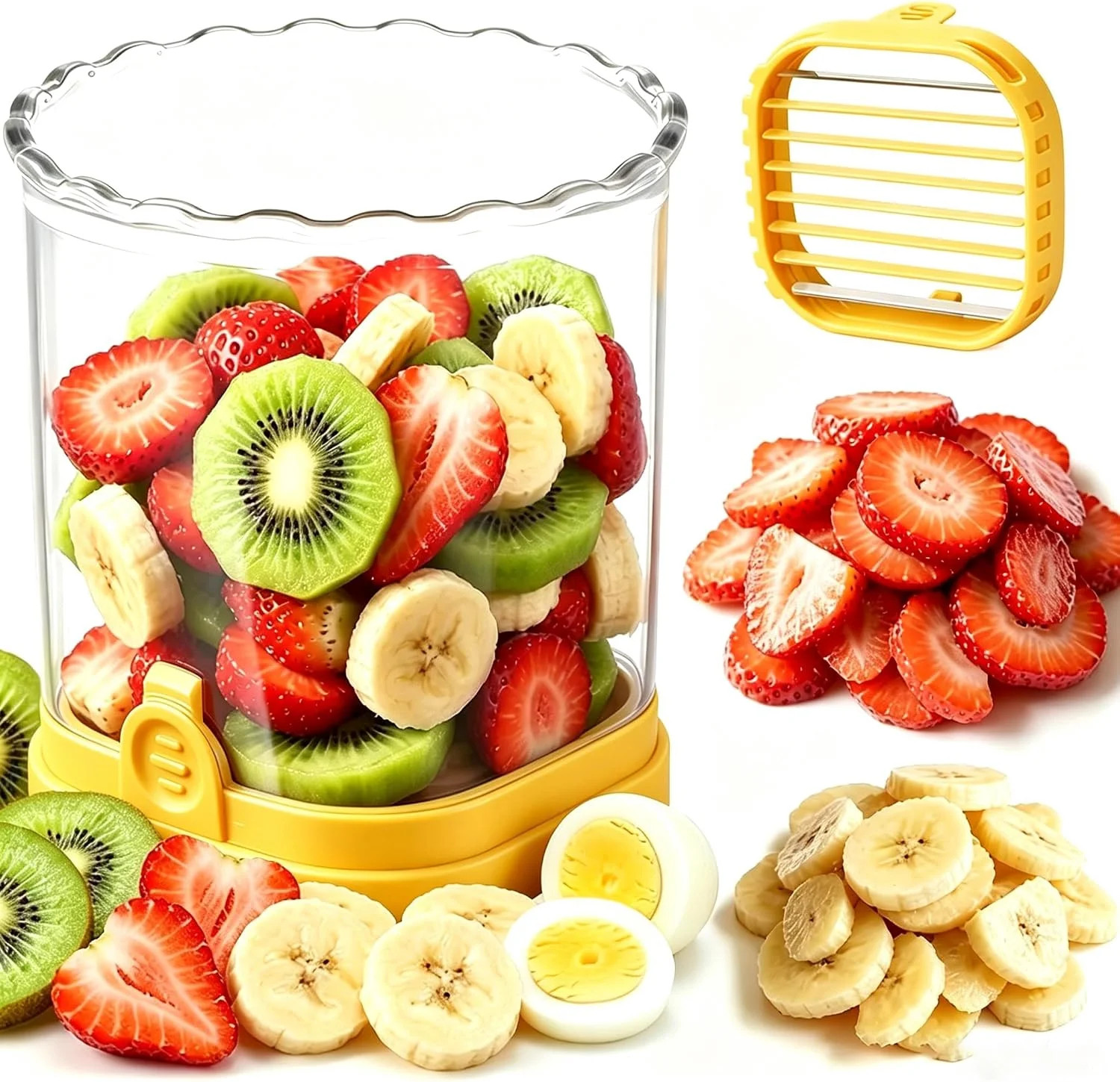 Strawberry Slicer with Stainless Steel Blades | Egg & Fruit Slicer Cup for Banana, Cucumber, Mush... | Walmart (US)