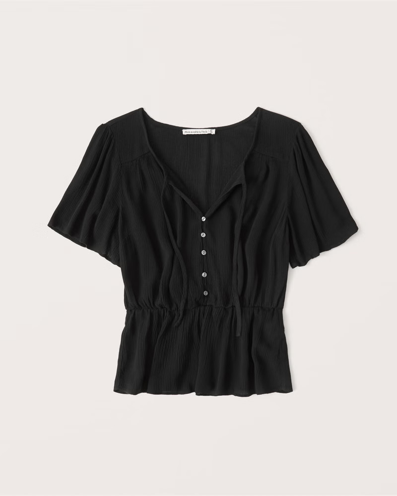 Short-Sleeve Flutter Sleeve Top | Abercrombie & Fitch (US)