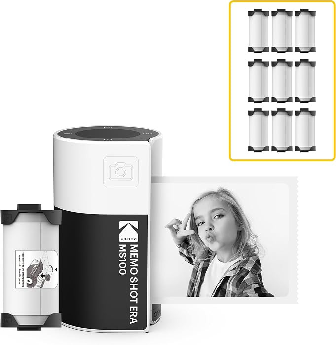 KODAK Memo Shot ERA Kids Instant Digital Camera and Photo Label Printer (White, Camera + 10 Rolls... | Amazon (US)