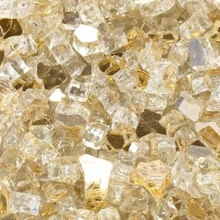 Celestial Fire Glass 1/2 in. 10 lbs. Sunstorm Gold Reflective Tempered Fire Glass in Jar TRL-SG-1... | The Home Depot