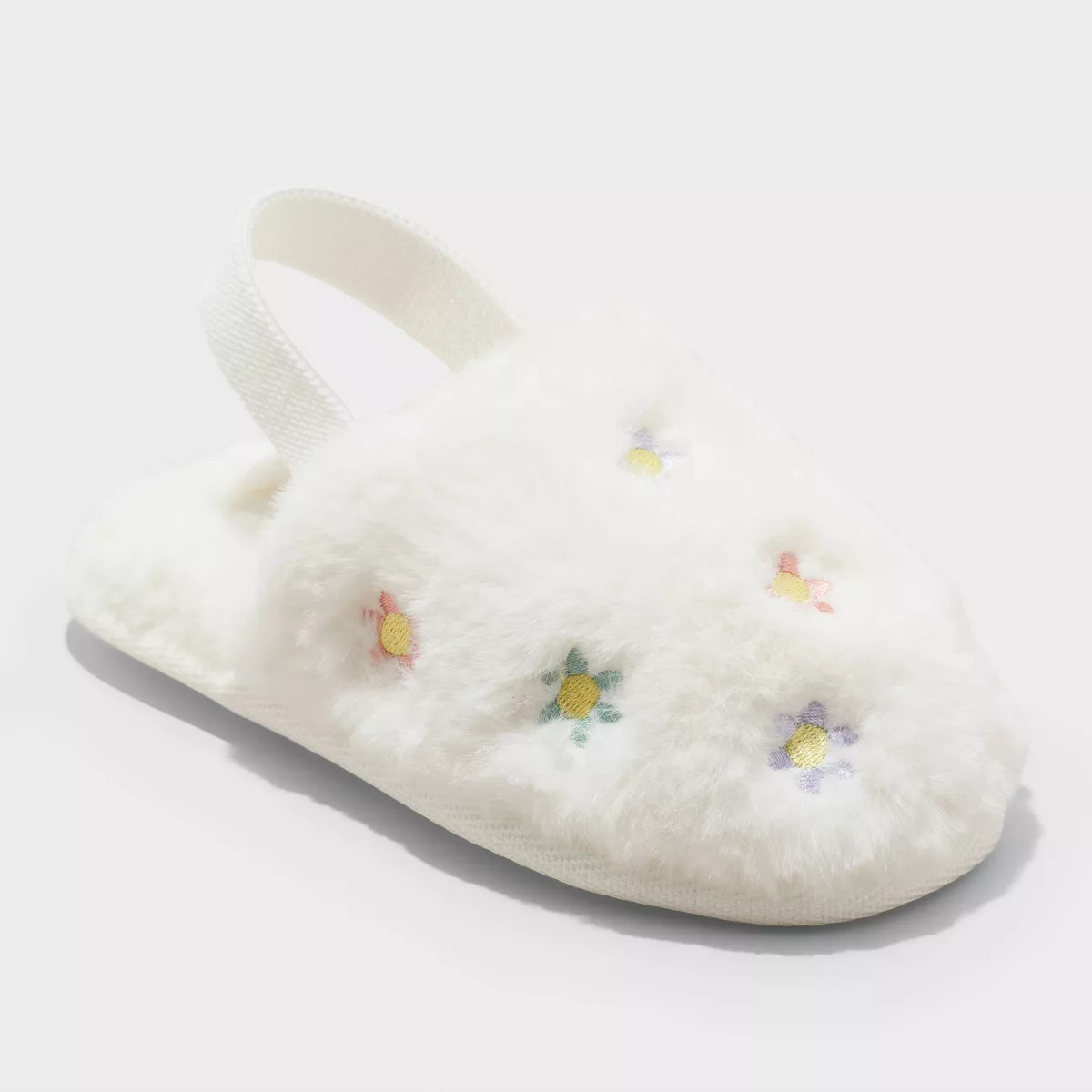 Toddler Nova Embroidered Flower Slippers - Cat & Jack™ Cream 5T-6T | Target