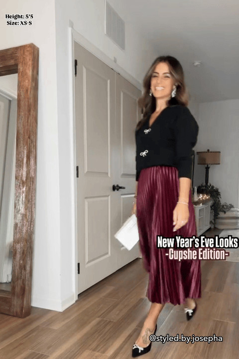 Red Satin Pleated Midi Skirt | Cupshe US