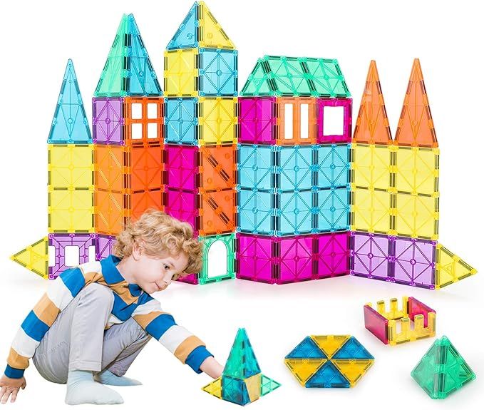 Neoformers Magnetic Building Tiles, 70 Pcs 3D Magnetic Building Blocks Set for Kids, STEM Educati... | Amazon (US)