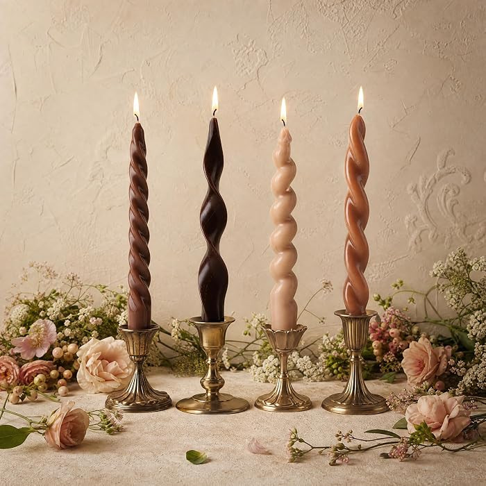 4 Pack Twisted Taper Candles Unscented Dripless Spiral Candlesticks Smokeless Swirl Wax Colorful ... | Amazon (US)