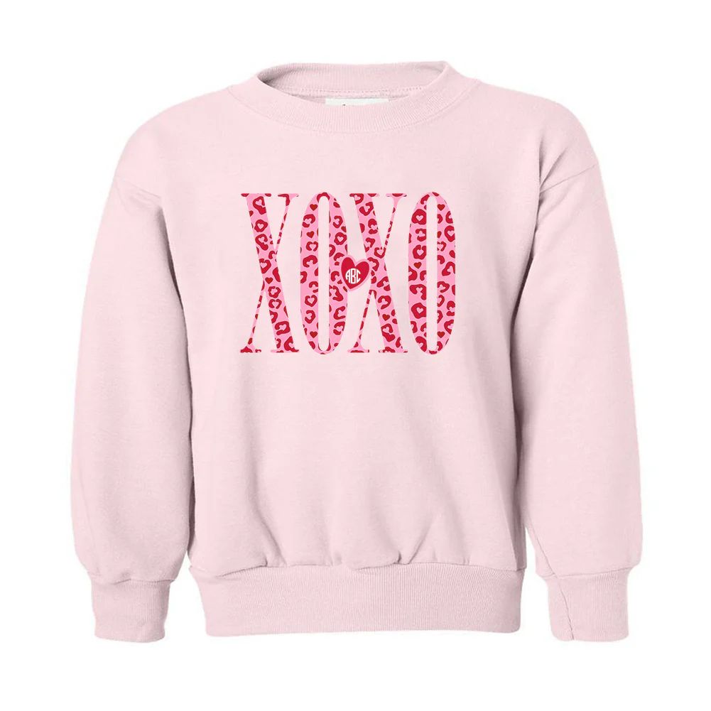 Kids Monogrammed 'XOXO Leopard' Crewneck Sweatshirt | United Monograms