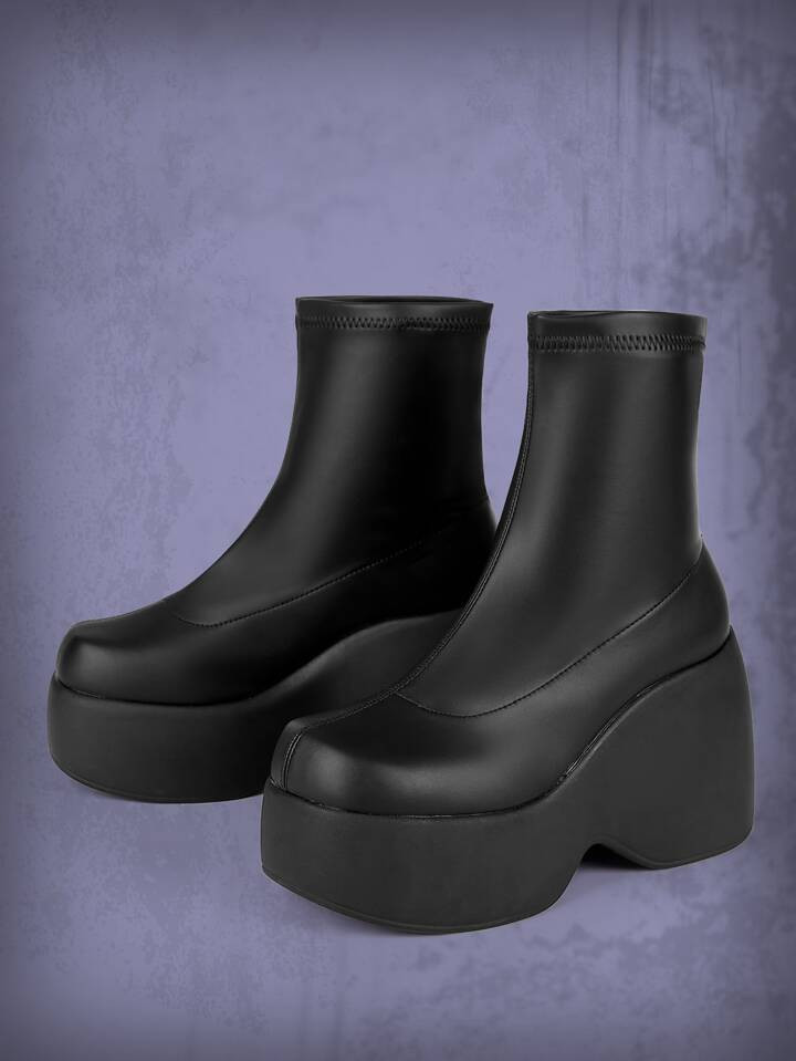 Goth Slip On Combat Boots | SHEIN