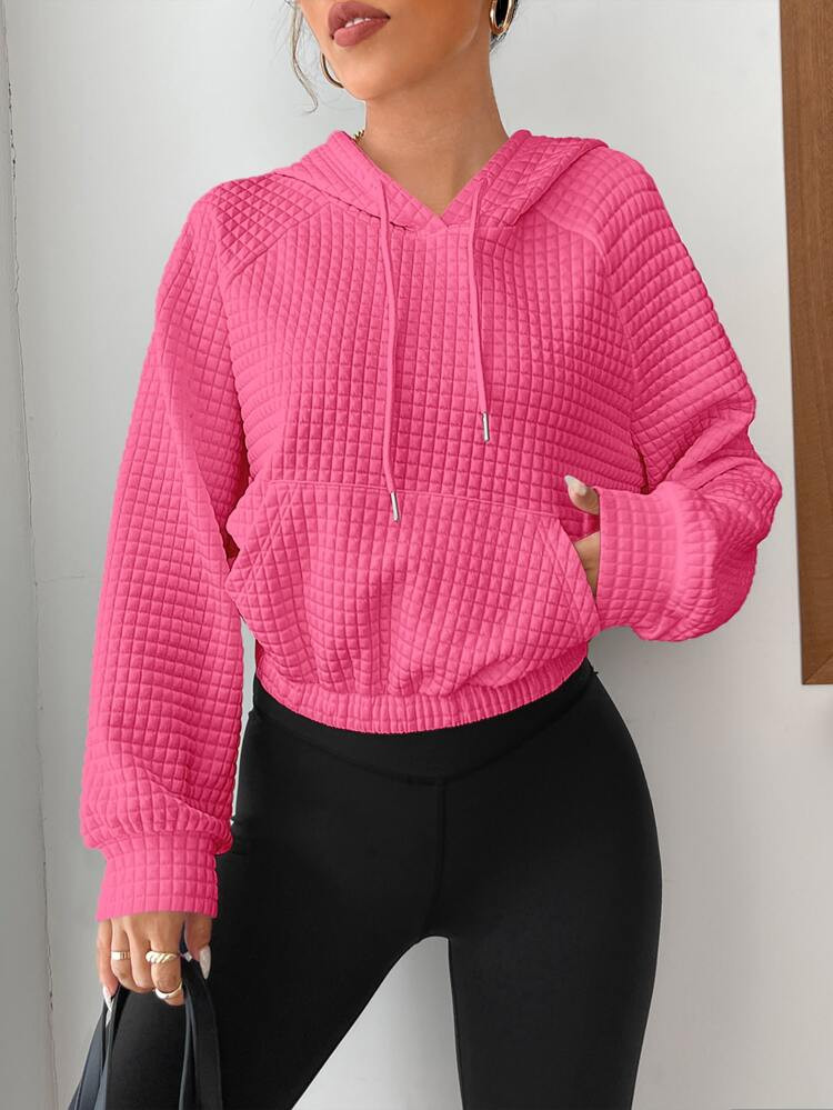 SHEIN EZwear Raglan Sleeve Drawstring Hoodie | SHEIN