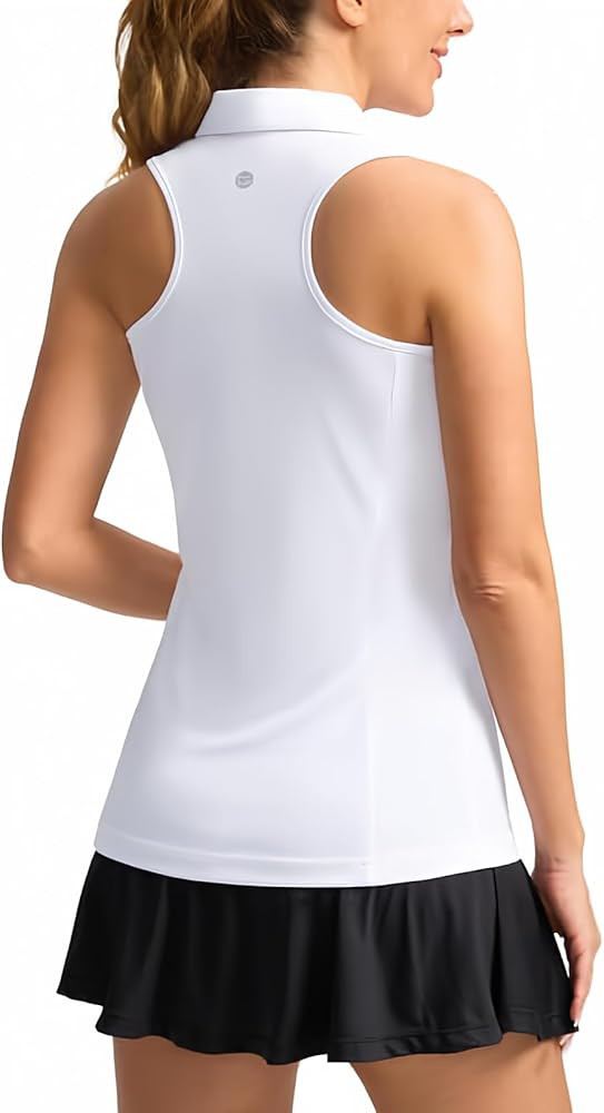 Women's Sleeveless Golf Shirt Zip Up Quick Dry Collared Tank Tops Racerback Tennis Athletic Polo ... | Amazon (US)