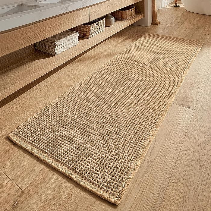 MIULEE Waffle Bathroom Runner Rugs Boho Large Bath Mat 2'x5'(24"x60") Brown | Amazon (US)