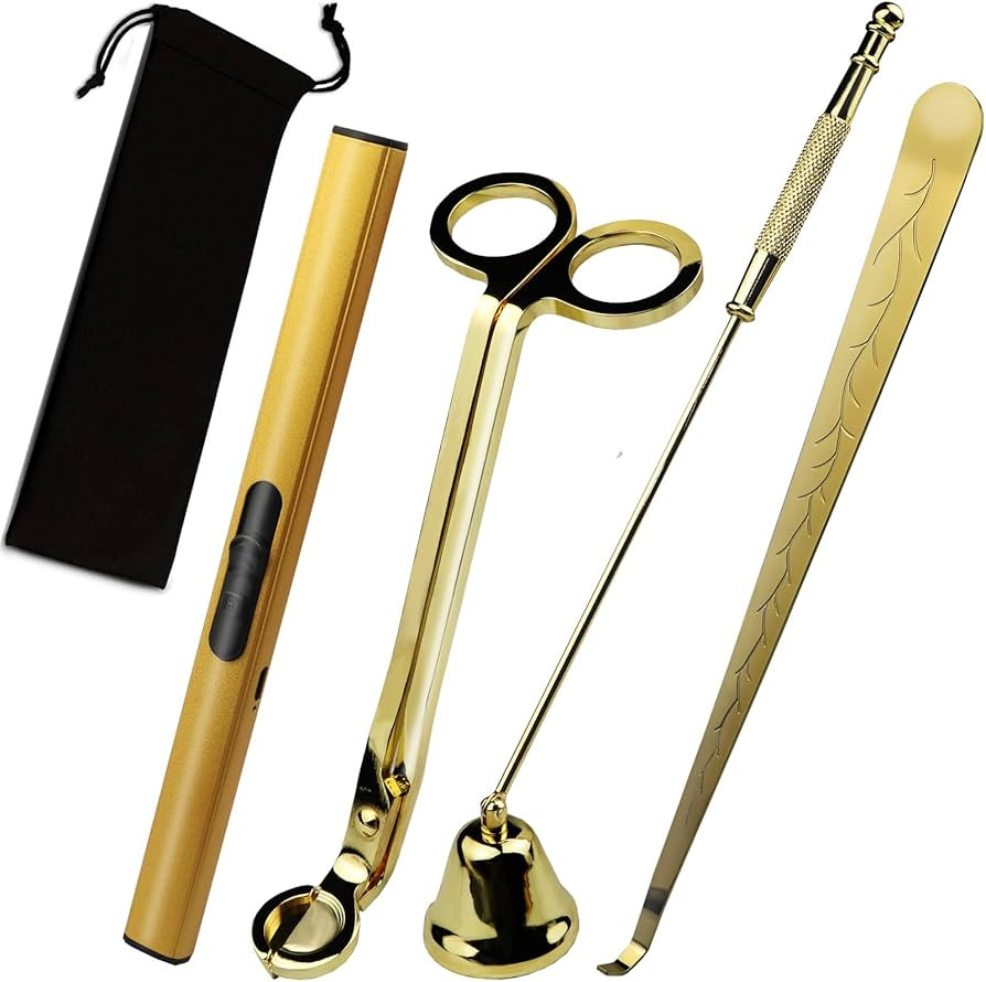 4 in 1 Candle Accessory Set, USB Rechargeable Lighter, Candle Wick Trimmer Cutter, Candle Snuffer... | Amazon (US)