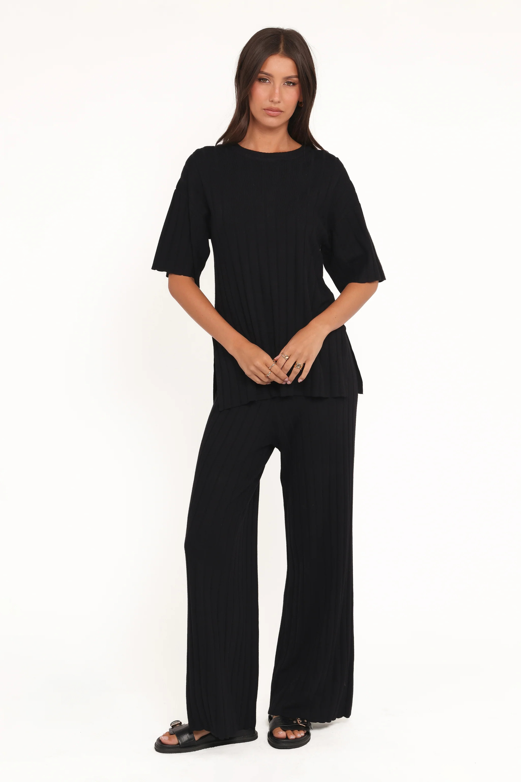 Alix Ribbed Knit Set - Black | Petal & Pup (US)