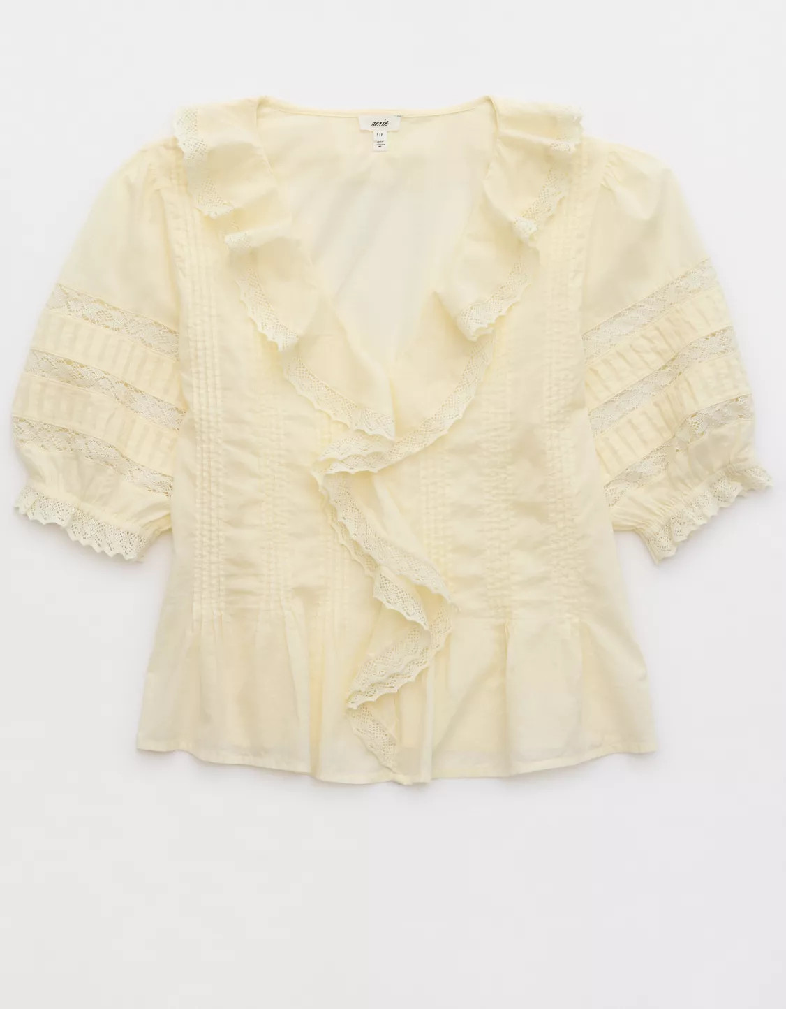 Aerie Short Sleeve Ruffle Blouse | Aerie