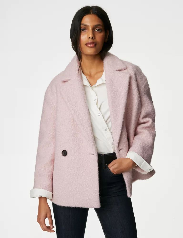 Textured Double Breasted Short Pea Coat | Marks & Spencer (UK)