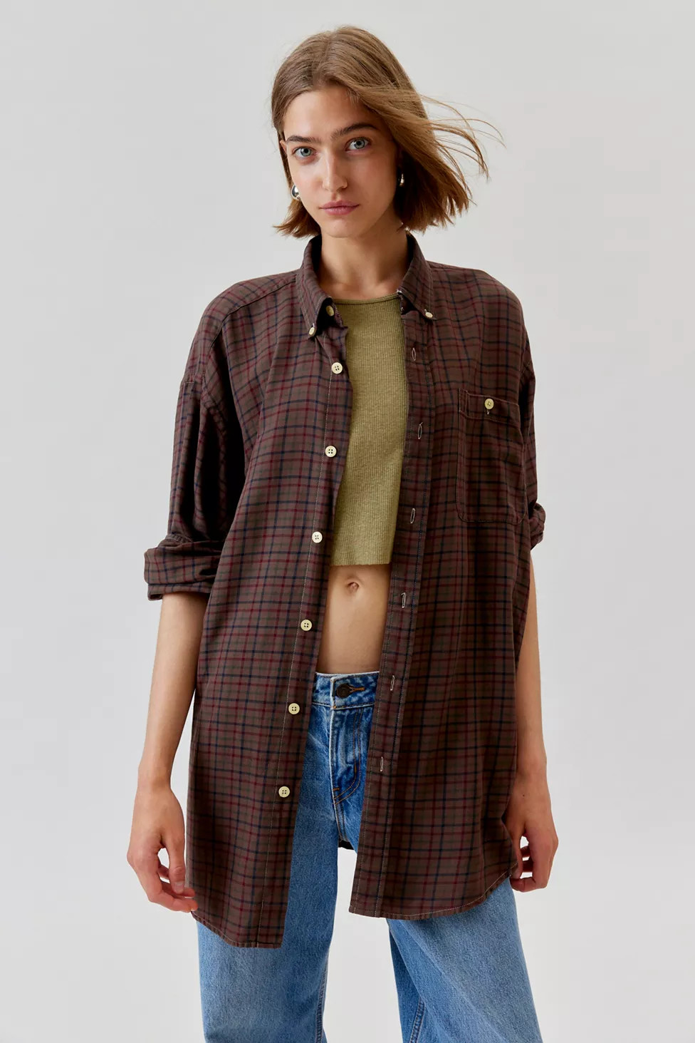 Urban Renewal Remade Overdyed Flannel Shirt | Urban Outfitters (US and RoW)