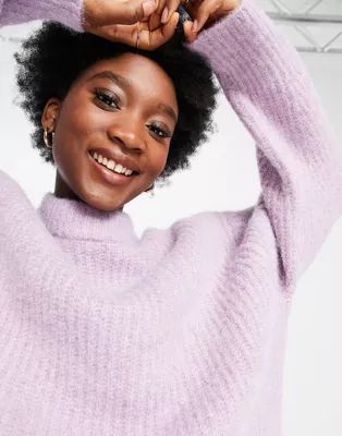 ASOS DESIGN oversized jumper in premium yarn in rib in lilac | ASOS (Global)
